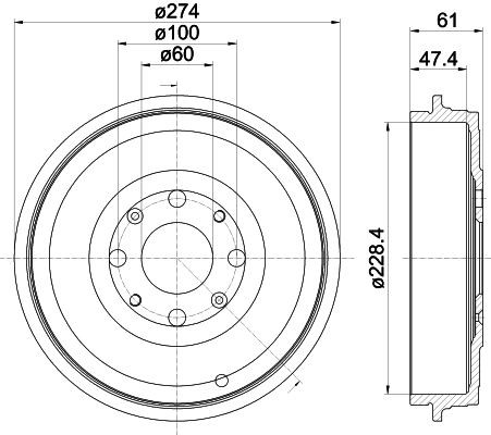 MINTEX MBD402: Piduritrummel 274mm, ilma rattakeskmeta, ilma rattakinnituspoltideta