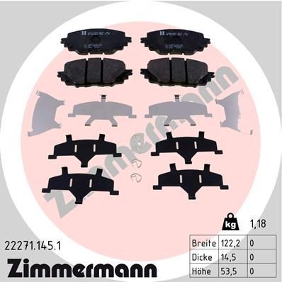 ZIMMERMANN 22271.145.1: Plăcuțe de frână Fotografia corespunde volumului livrării, cu arc