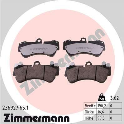 ZIMMERMANN 23692.965.1: Stabdžių kaladėlės rd:z Nuotrauka atitinka pristatytą prekę