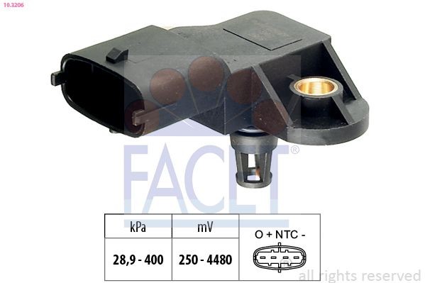 FACET 10.3206: Senzor, presiune supraalimentare Made in Italy - OE Equivalent