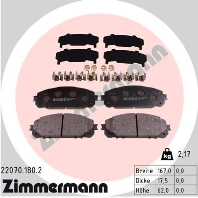 ZIMMERMANN 22070.180.2: Plăcuțe de frână Fotografia corespunde volumului livrării, cu arc