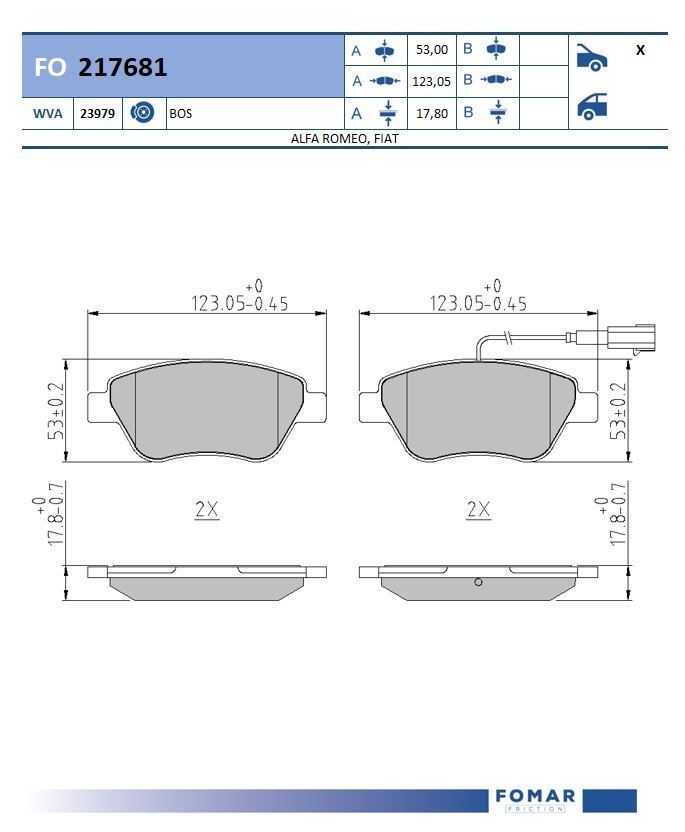 FOMAR Friction FO 217681: Piduriklotsid
