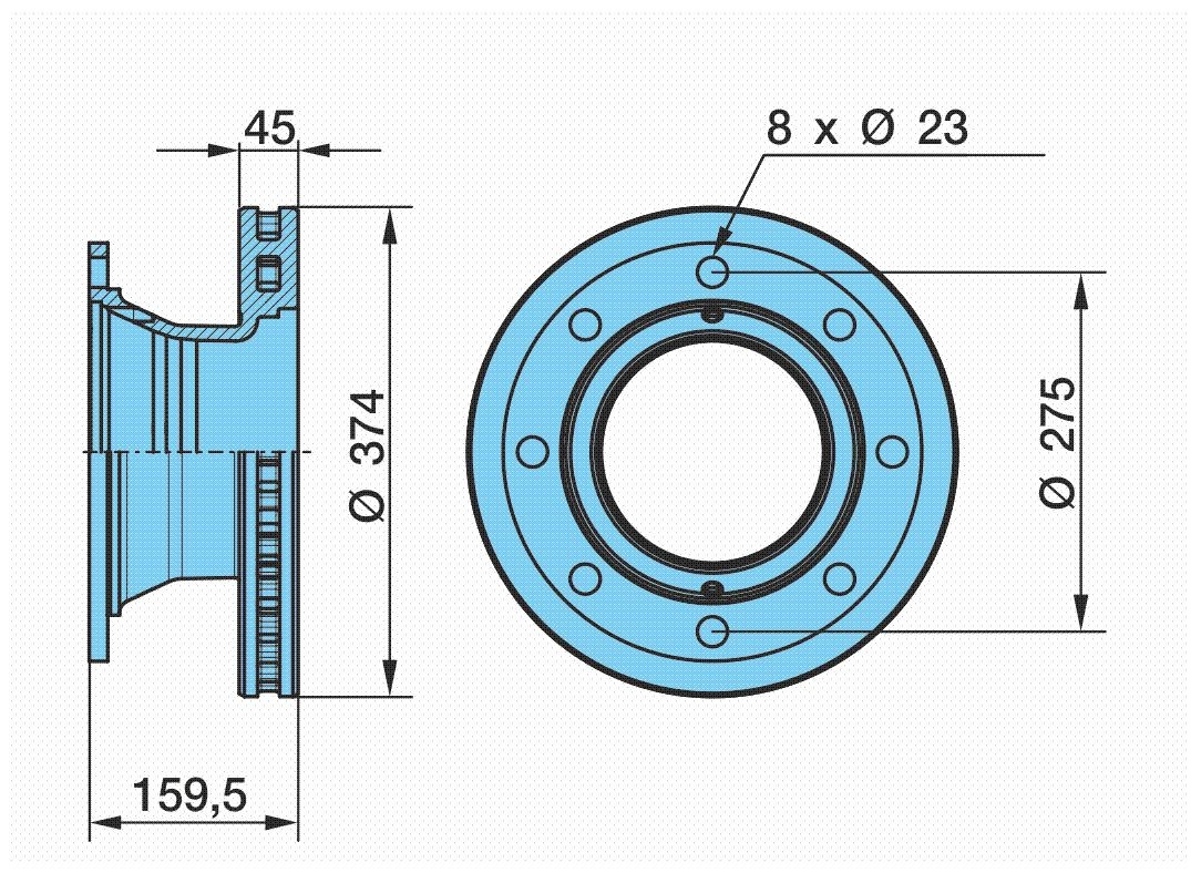 BPW 03.088.34.15.7: Disc de frână Ř: 377mm, ventilat