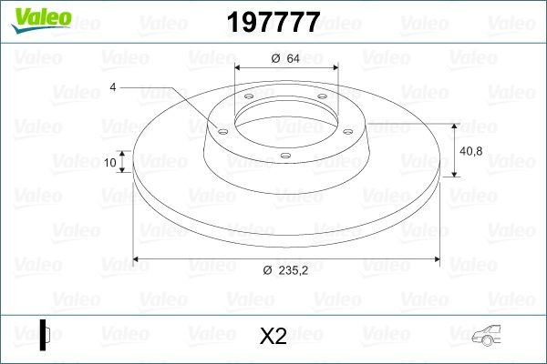 VALEO 197777: Piduriketas Tagasild, Ø: 235mm, täis, Ø: 235mm