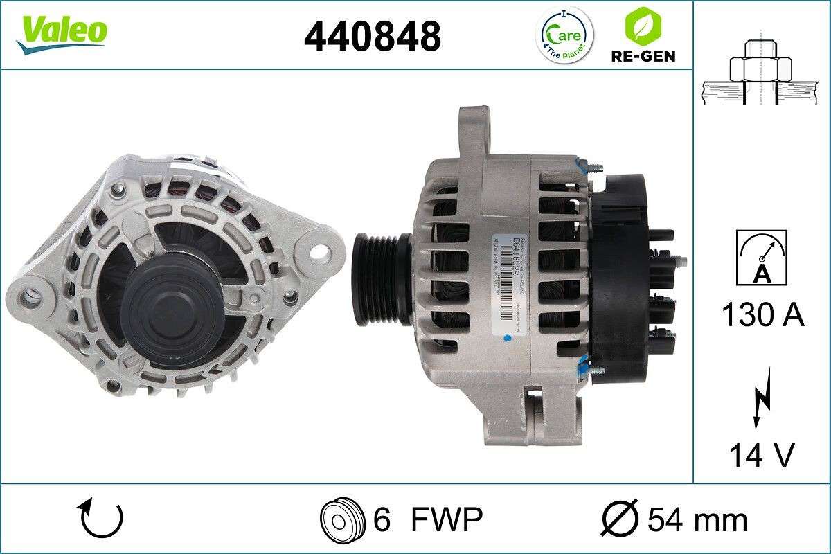 VALEO 440848: Laturi VALEO RE-GEN REMANUFACTURED 130A
