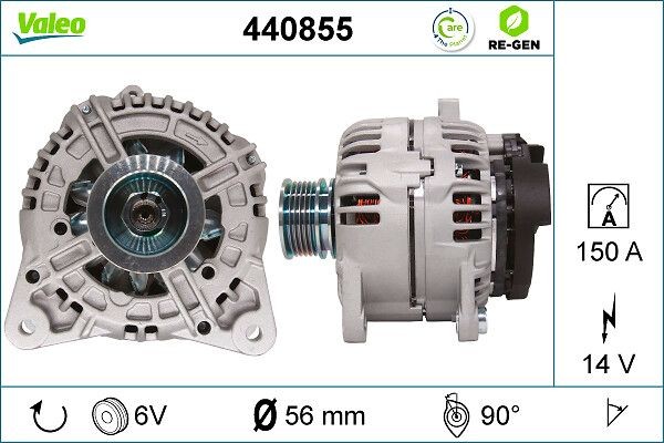 VALEO 440855: Generator VALEO RE-GEN REMANUFACTURED 150A