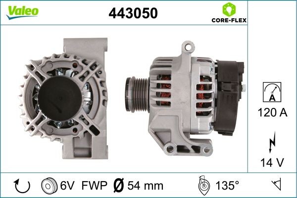 VALEO 443050: Kintamosios srovės generatorius VALEO CORE-FLEX 120A