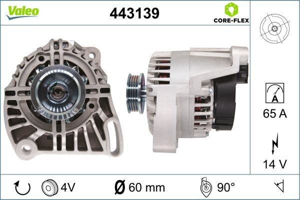 VALEO 443139: Alternator VALEO CORE-FLEX 65A