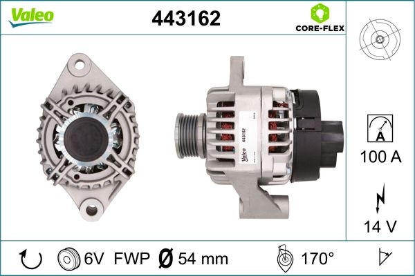 VALEO 443162: Alternator VALEO CORE-FLEX 100A