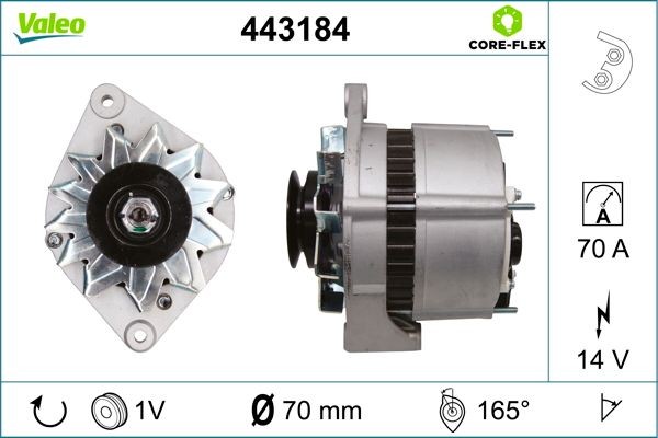 VALEO 443184: Alternator VALEO CORE-FLEX 70A