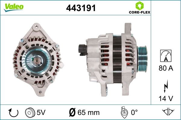 VALEO 443191: Alternator VALEO CORE-FLEX 80A