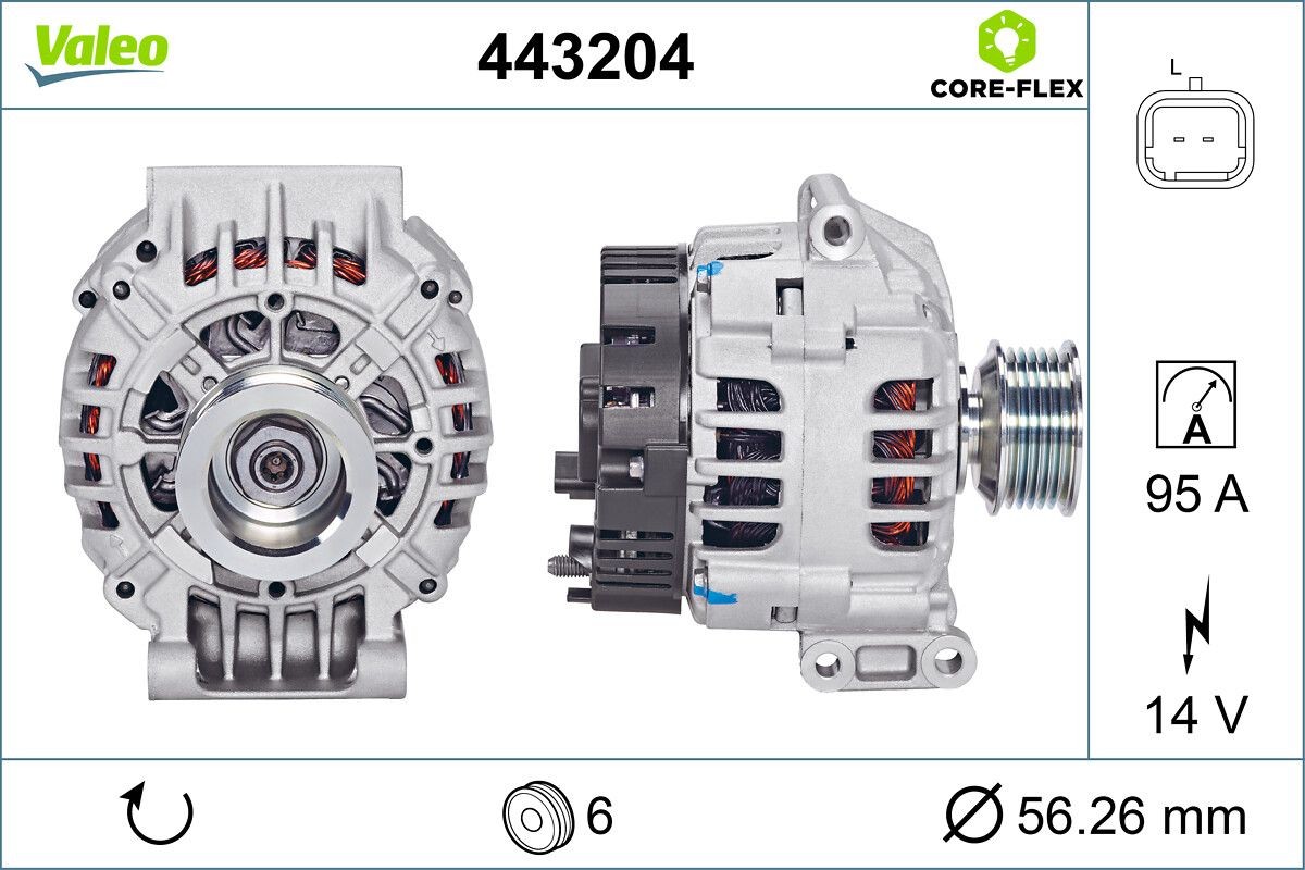 VALEO 443204: Alternator VALEO CORE-FLEX 98A