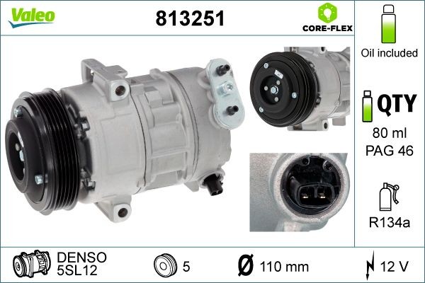 VALEO 813251: Compresor AC VALEO CORE-FLEX cu elei compresor-PAG