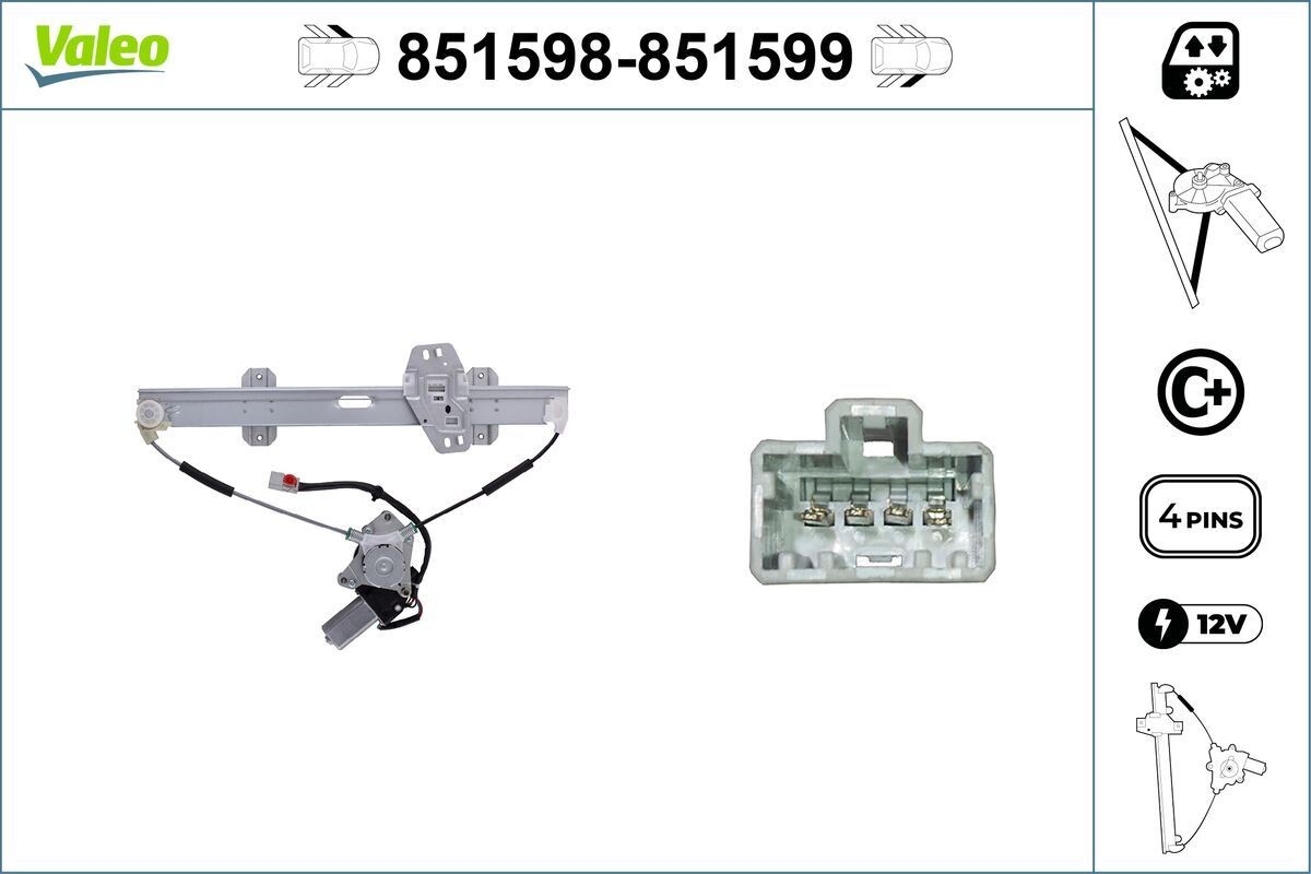 VALEO 851598: Mecanism actionare geam fata stanga, electric, cu motor electric