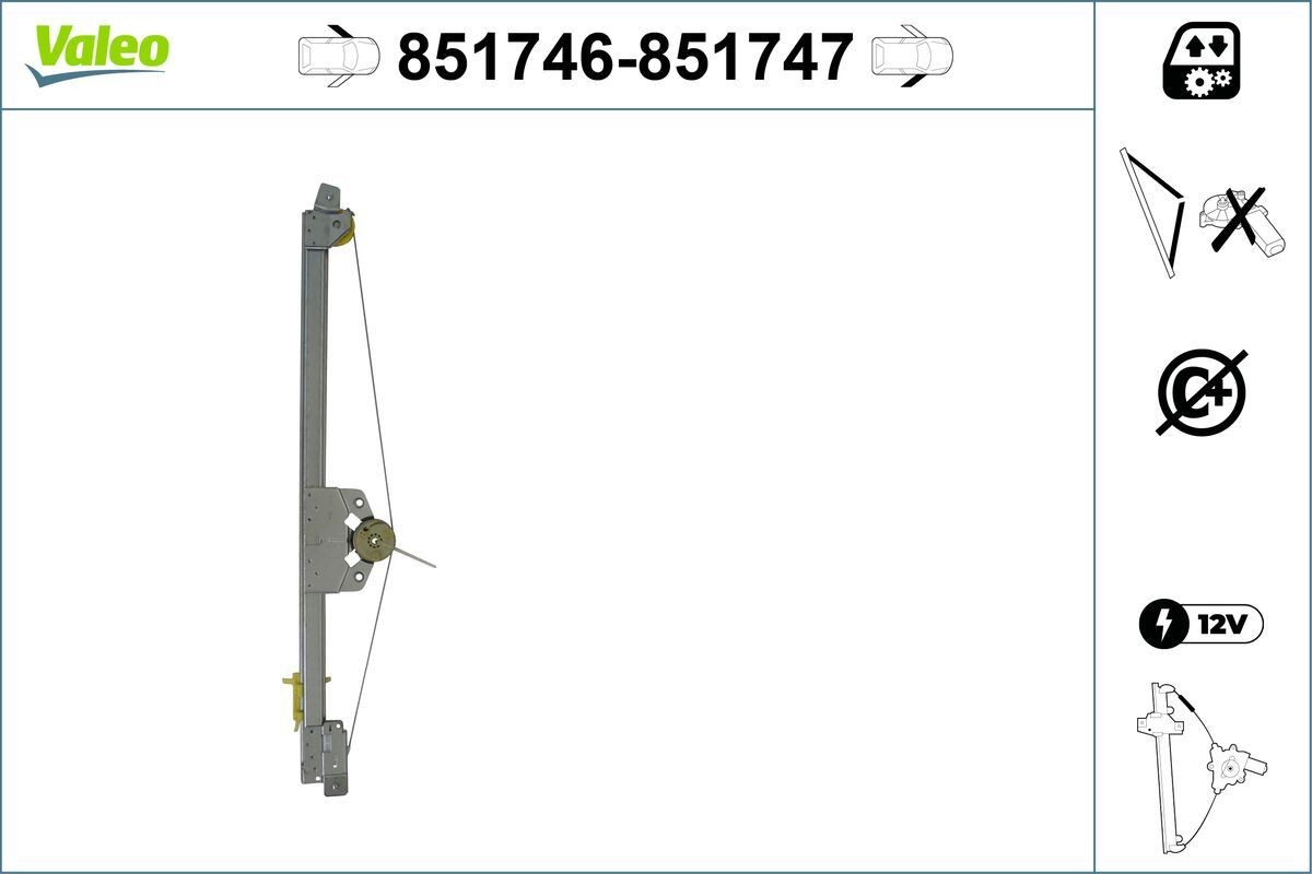 VALEO 851746: Mecanism actionare geam fata stanga, electric, fara motor electric