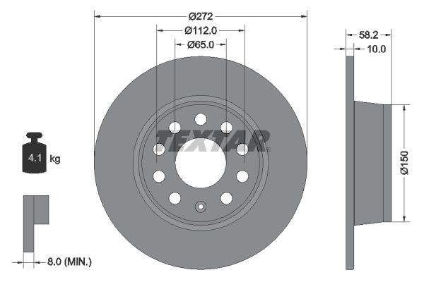 TEXTAR 92300003: Piduriketas PRO Ø: 272mm, täis, Ø: 272mm, kaetud, ilma rattakeskmeta, ilma rattalaagrita, ilma rattakinnituspoltideta