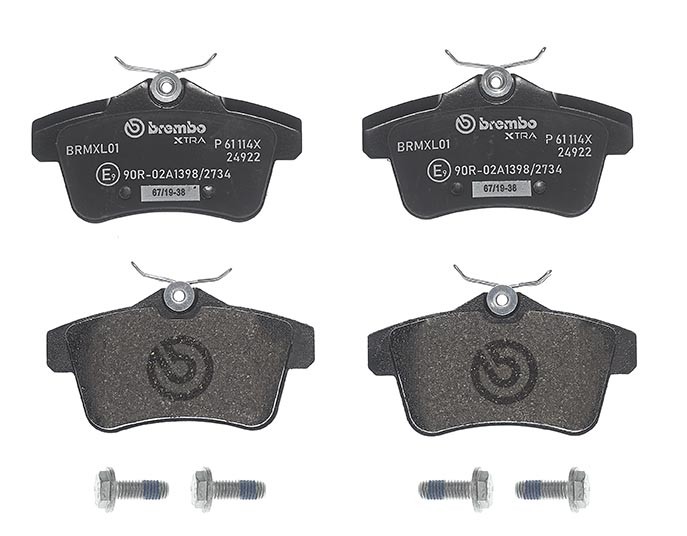 BREMBO P 61 114X: Piduriklotsid XTRA LINE koos lisadega, koos pidurisadula kruvidega, koos kokkusurumisvastase plekiga