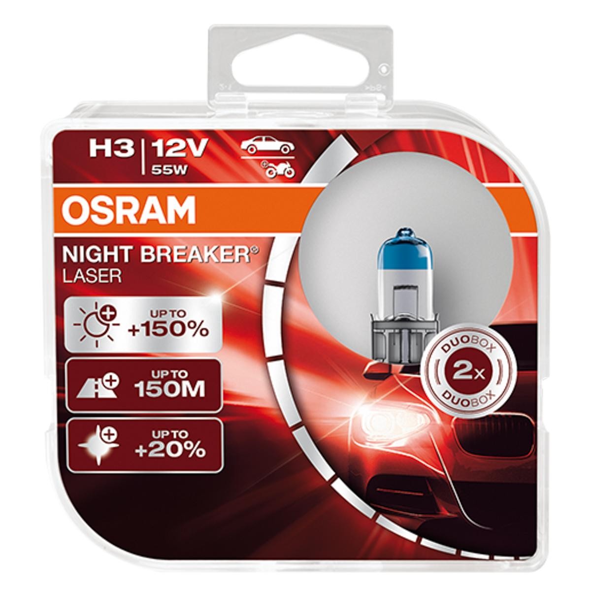 OSRAM 64151NL-HCB: Λυχνία, μεγάλα φώτα NIGHT BREAKER® LASER 12V, 55W, H3 NIGHT BREAKER LASER next Generation