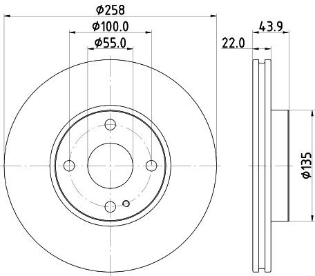 MINTEX MDC2849C: Piduriketas Ø: 258mm, sisemine õhutus, Ø: 258mm, kaetud, ilma rattakeskmeta, ilma rattalaagrita, ilma rattakinnituspoltideta