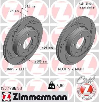 ZIMMERMANN 150.1288.53: Piduriketas BLACK Z Ø: 300mm, sisemine õhutus, piludega, Ø: 300mm, kaetud