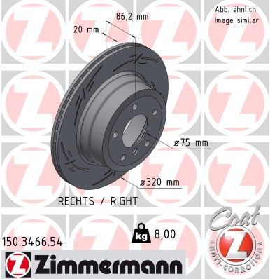 ZIMMERMANN 150.3466.54: Piduriketas BLACK Z Ø: 320mm, välisõhutus, piludega, Ø: 320mm, kaetud