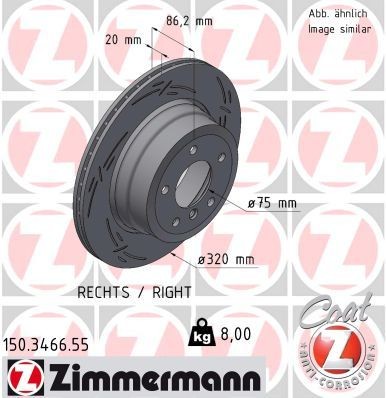 ZIMMERMANN 150.3466.55: Piduriketas BLACK Z Ø: 320mm, välisõhutus, piludega, Ø: 320mm, kaetud
