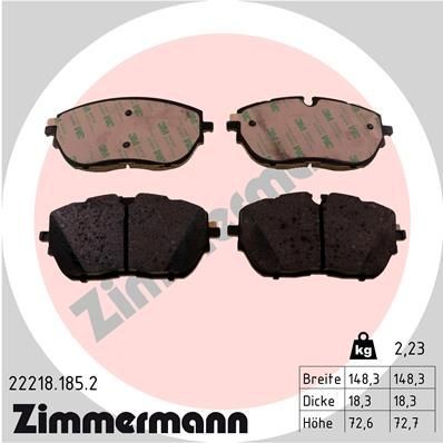 ZIMMERMANN 22218.185.2: Plăcuțe de frână Fotografia corespunde volumului livrării, cu tablă de alunecare, cu suruburi