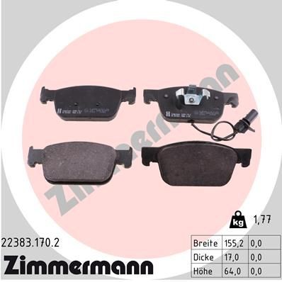 ZIMMERMANN 22383.170.2: Plăcuțe de frână Fotografia corespunde volumului livrării