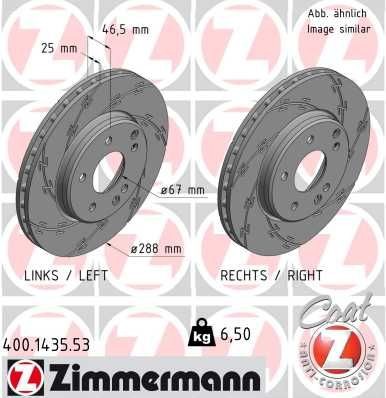 ZIMMERMANN 400.1435.53: Piduriketas BLACK Z Ø: 288mm, sisemine õhutus, piludega, Ø: 288mm, kaetud