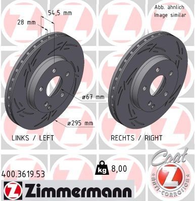 ZIMMERMANN 400.3619.53: Disque de frein BLACK Z Ø: 295mm, ventilé de l'intérieur, rainuré, Ø: 295mm, revêtu