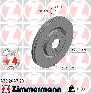 ZIMMERMANN 430.2647.20: Piduriketas COAT Z Ø: 345mm, sisemine õhutus, Ø: 345mm, kaetud