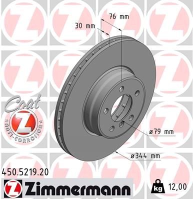 ZIMMERMANN 450.5219.20: Piduriketas COAT Z Ø: 344mm, sisemine õhutus, Ø: 344mm, kaetud