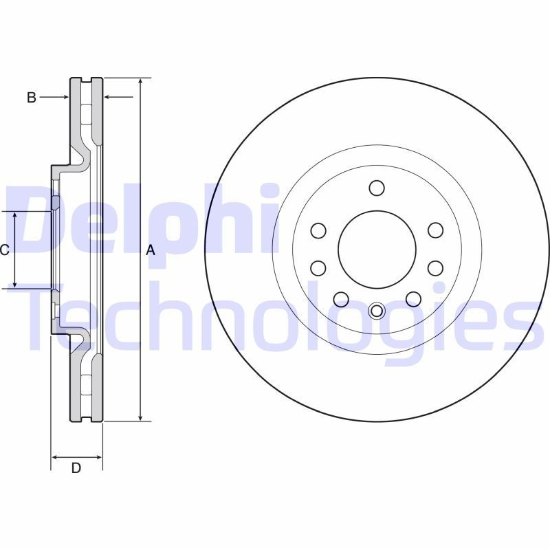 DELPHI BG4944C: Piduriketas Ø: 305mm, õhutusega, Ø: 305mm, kaetud