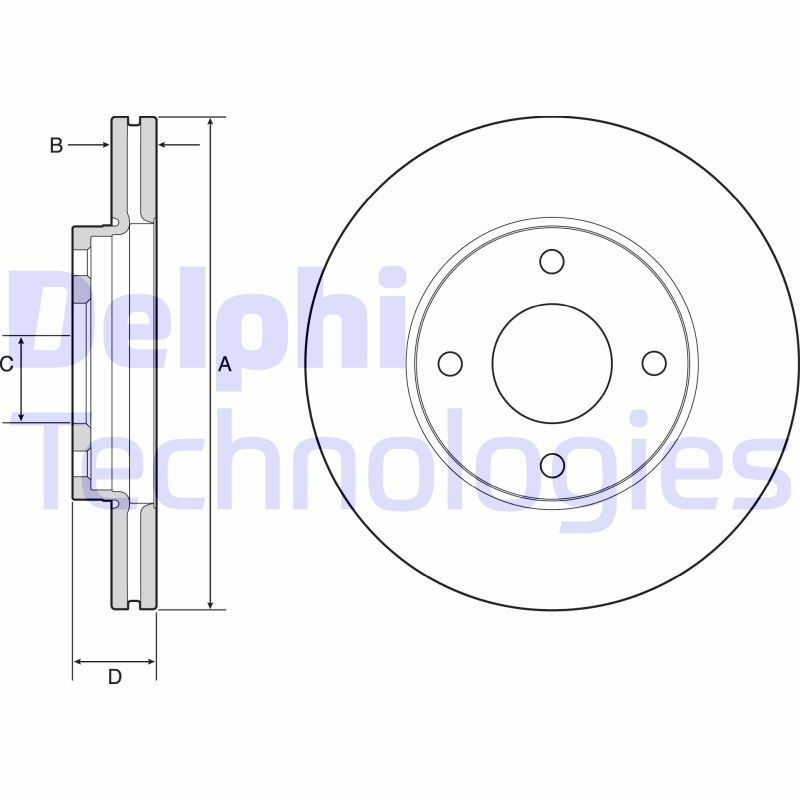 DELPHI BG4953C: Piduriketas Ø: 262mm, õhutusega, Ø: 262mm, kaetud