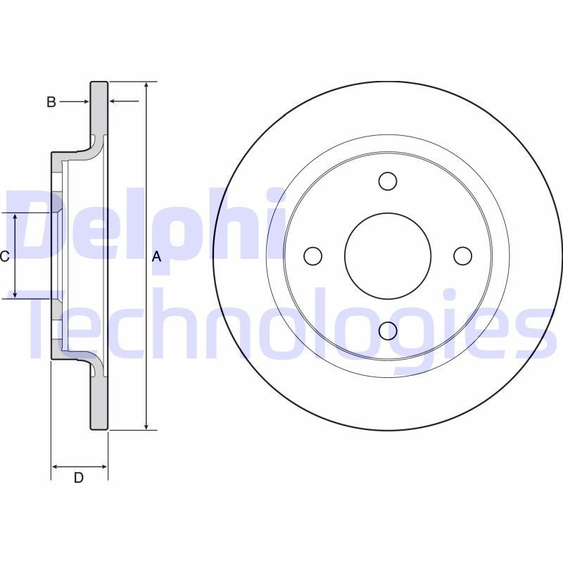 DELPHI BG4954C: Piduriketas Ø: 253mm, täis, Ø: 253mm, kaetud