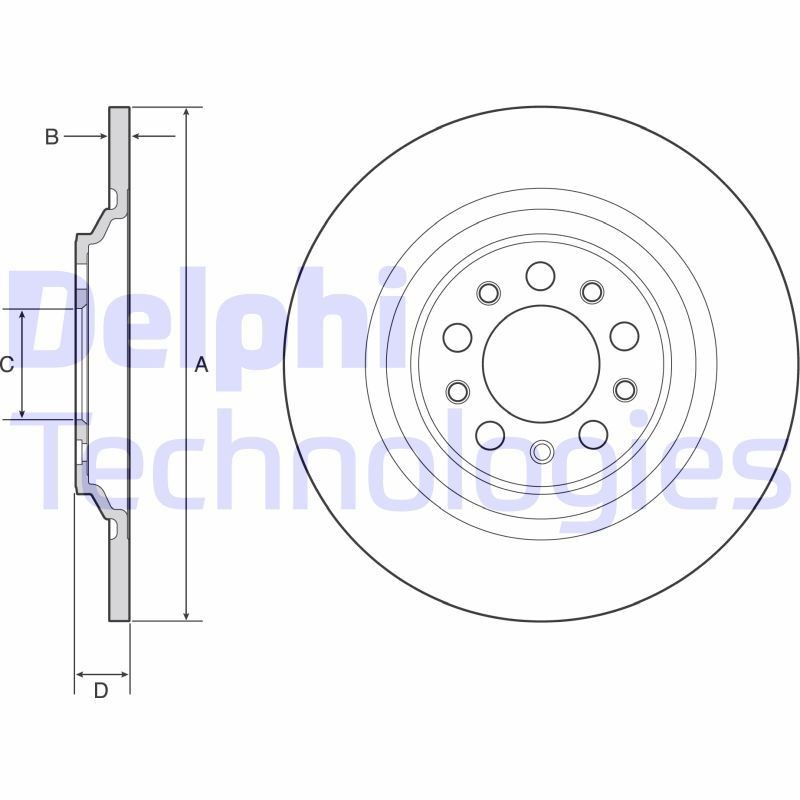 DELPHI BG4961C: Piduriketas Ø: 320mm, täis, Ø: 320mm, kaetud