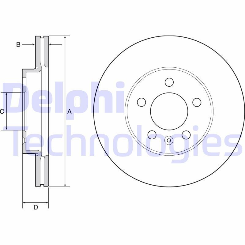 DELPHI BG4963C: Piduriketas Ø: 256mm, õhutusega, Ø: 256mm, kaetud