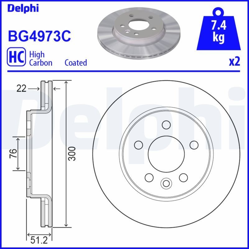 DELPHI BG4973C: Piduriketas Ø: 300mm, õhutusega, Ø: 300mm, kaetud