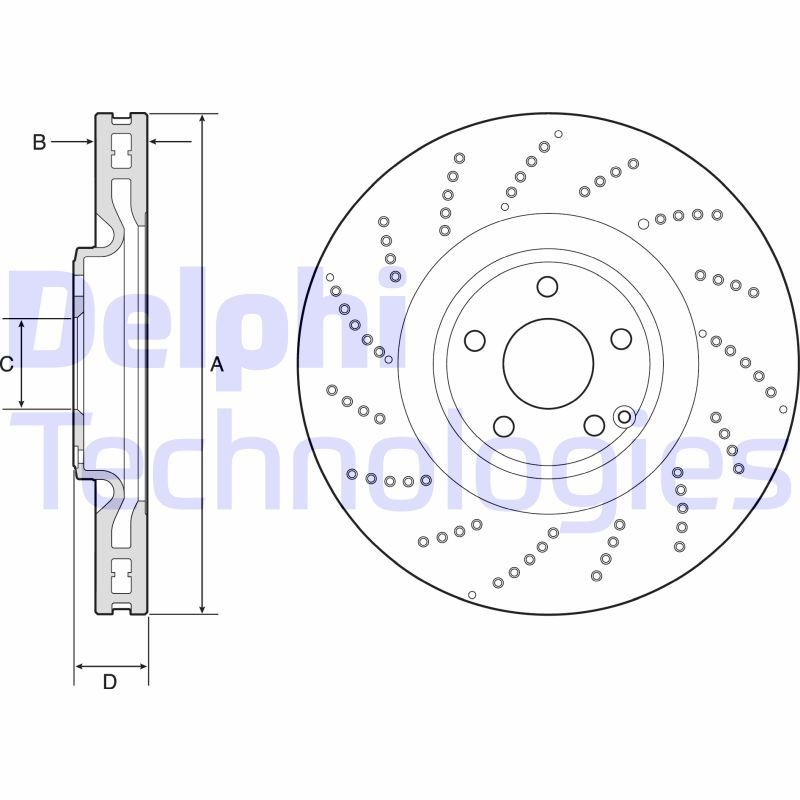 DELPHI BG9222C: Piduriketas Ø: 360mm, õhutusega, perforeeritud, Ø: 360mm, kaetud