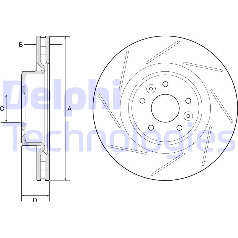 DELPHI BG9224C: Piduriketas Ø: 340mm, õhutusega, piludega/augustatud, Ø: 340mm, kaetud
