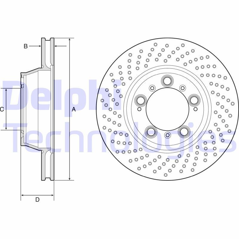 DELPHI BG9225C: Piduriketas Ø: 330mm, õhutusega, perforeeritud, Ø: 330mm, kaetud