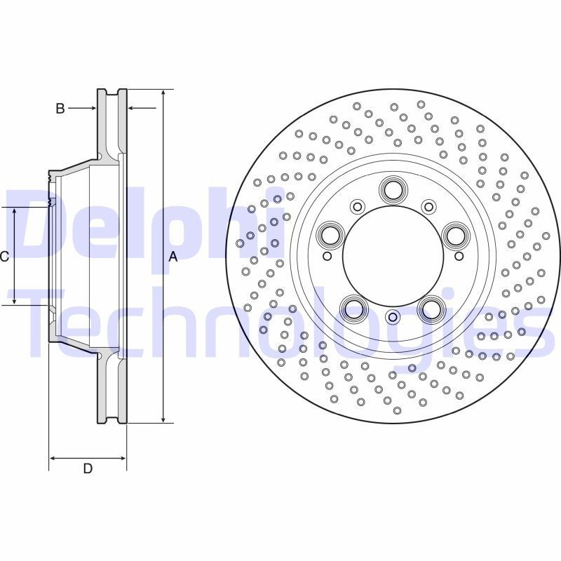 DELPHI BG9226C: Piduriketas Ø: 330mm, õhutusega, perforeeritud, Ø: 330mm, kaetud