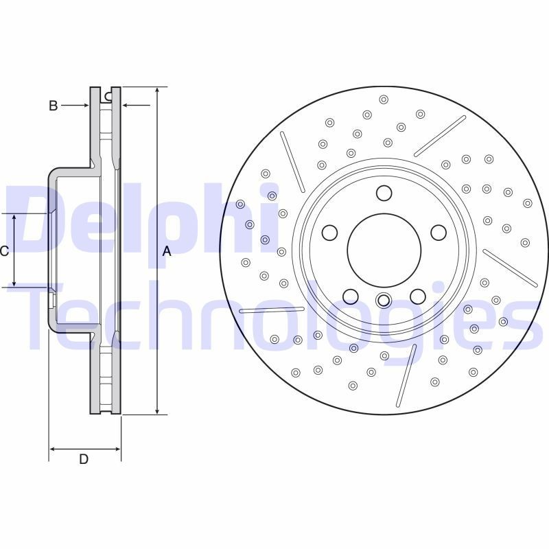 DELPHI BG9234C: Piduriketas Ø: 340mm, õhutusega, perforeeritud, piludega/augustatud, Ø: 340mm, kaetud