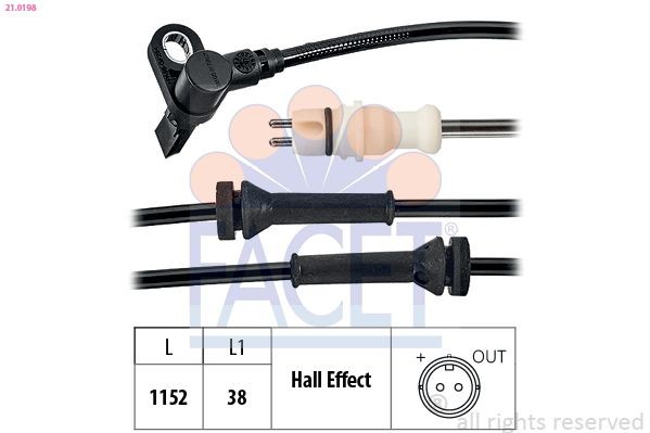 FACET 21.0198: Senzor, turatie roata Made in Italy - OE Equivalent