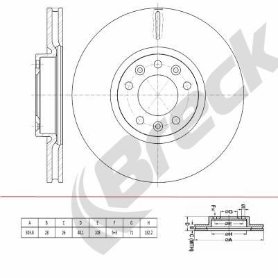BRECK BR 446 VA100: Disc de frână Ř: 304mm, ventilat, Fonta, Ř: 304mm, acoperit (cu un strat protector), fara rulment roata