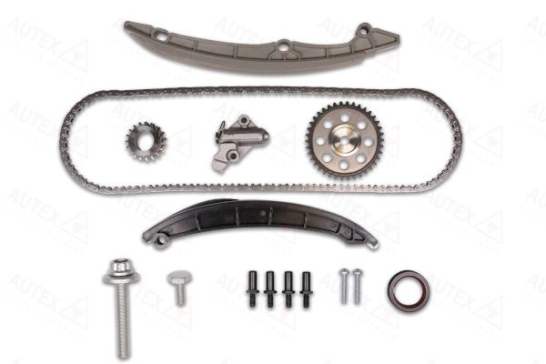 AUTEX 711565: Kit lanț de distribuție cu roata dintata arbore cotit, cu roata dintata ax came, cu simering arbore cotit, pt. arbore cu came, cu set suruburi