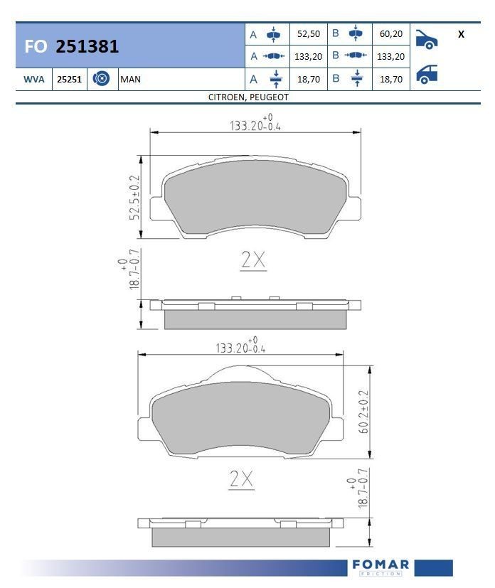 FOMAR Friction FO 251381: Piduriklotsid