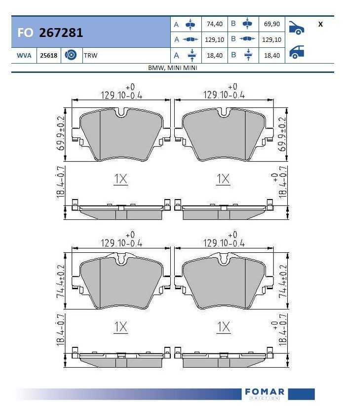 FOMAR Friction FO 267281: Piduriklotsid