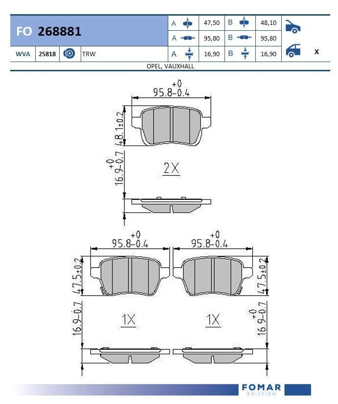 FOMAR Friction FO 268881: Piduriklotsid