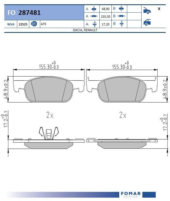 FOMAR Friction FO 287481: Piduriklotsid